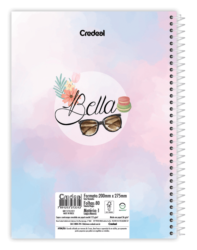 Caderno Bella Feminino Credeal 16 Matérias - Ladies Creative