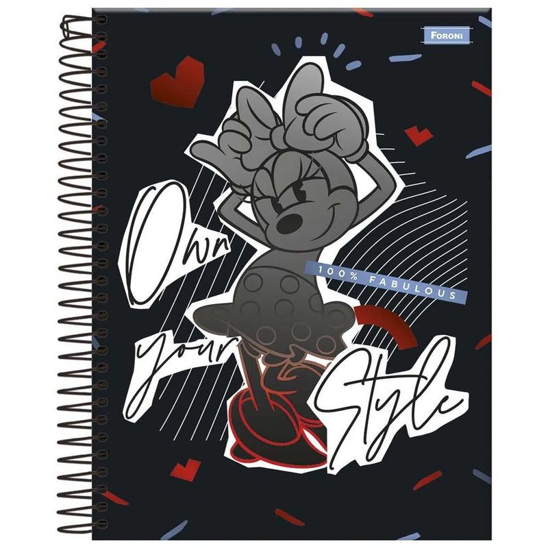 Caderno Colegial Minnie Foroni 10 Matérias - Ladies Creative