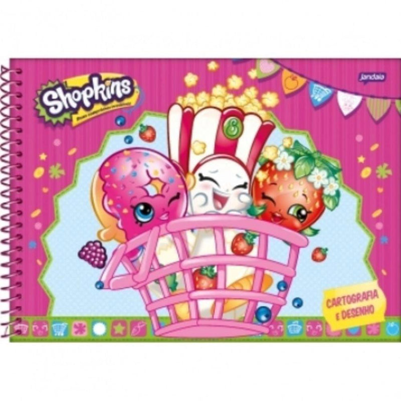 Caderno de desenho e caligrafia Shopkins 96 folhas Jandaia - Ladies Creative