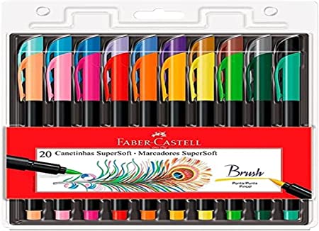 Caneta Brush FABER-CASTELL SuperSoft - Estojo Com 20 Cores - Ladies Creative