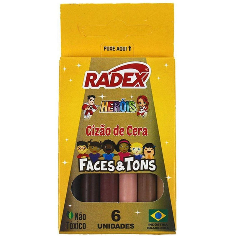 GIZ DE CERA 06 CORES FACES E TONS DE PELE RADEX - Ladies Creative