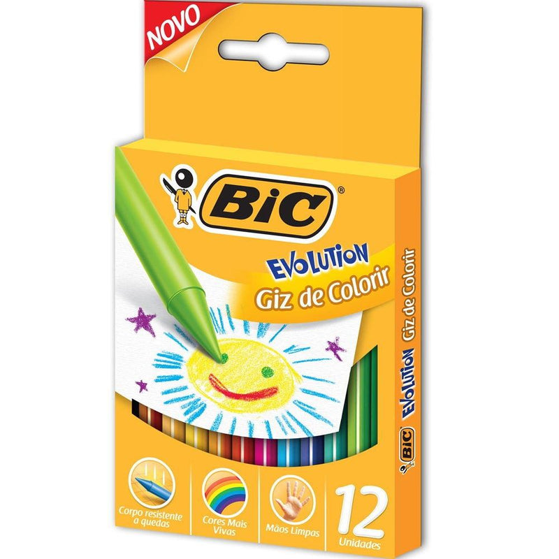 Giz de Cera Evolution 12 Cores Bic - Ladies Creative