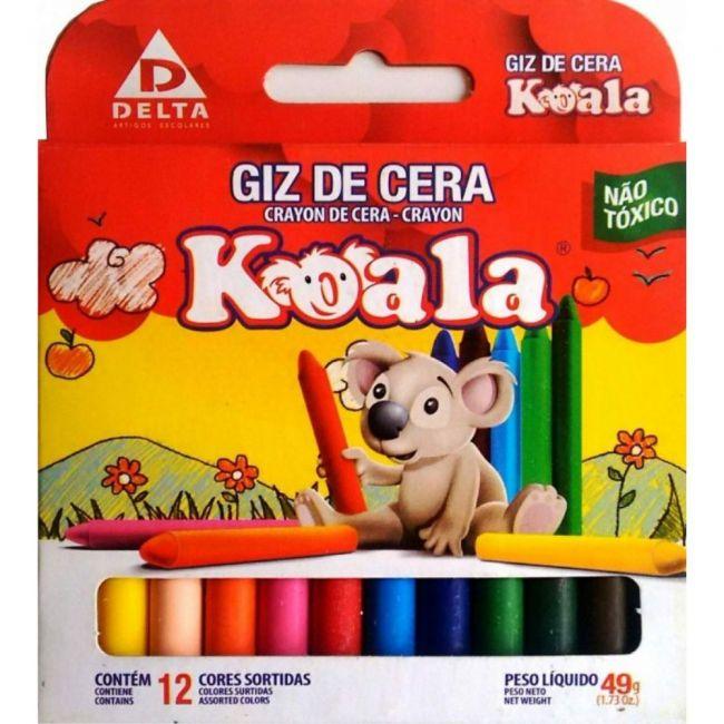 Giz de Cera Fino c/12 Cores Koala - Ladies Creative