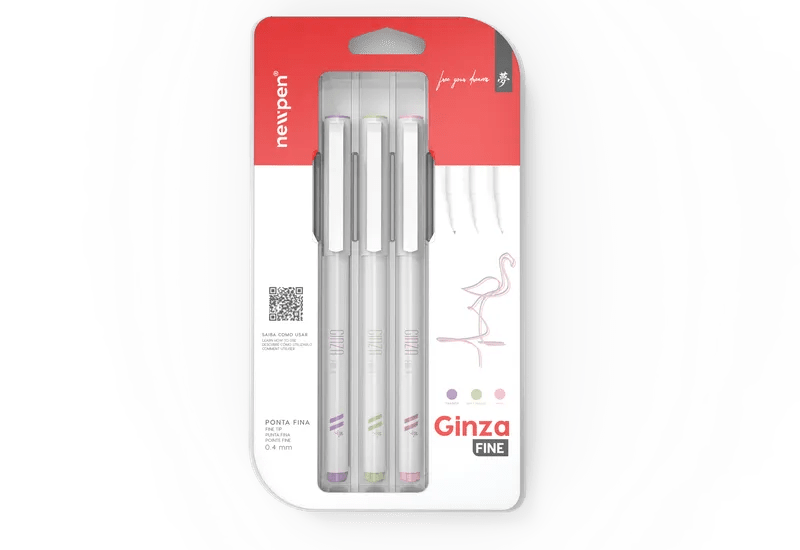 Kit Ginza Fine Line Pink/ Mint/Thanos 3 cores -Newpen - Ladies Creative