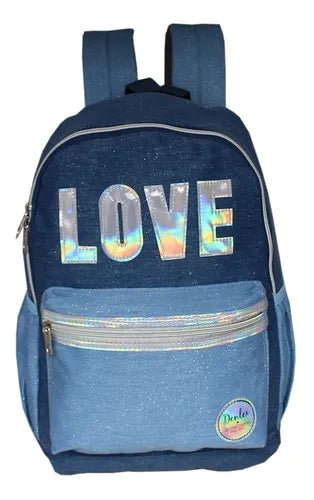 Mochila Casual Trabalho Passeio Love Holográfica Facu Denlex - Ladies Creative